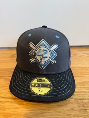 New Era Black & Light Blue '42' Logo Fitted Cap